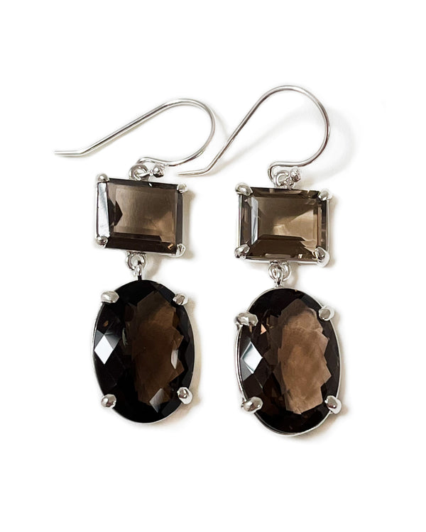 Cinda Dangle Earrings in Smoky Quartz Ovals