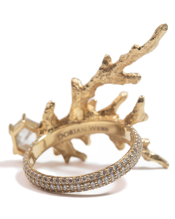 diamond gold coral ring