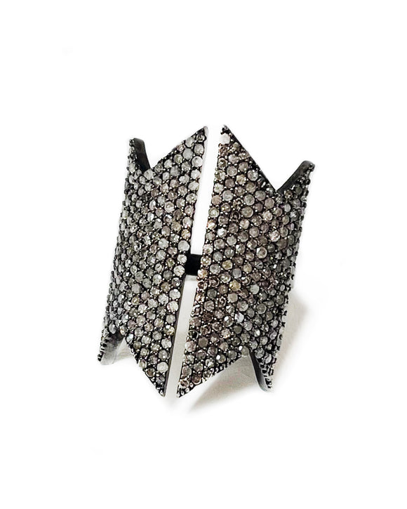 diamond and blackened silver ring