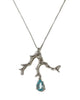 Diana necklace coral sterling silver pendant aqua quartz