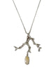 Diana necklace coral sterling silver pendant opal