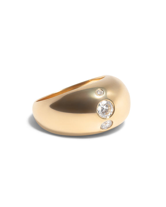 ellipsis dome ring yellow gold and white diamonds