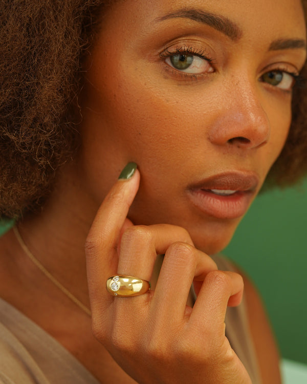 ellipsis dome ring yellow gold and white diamonds