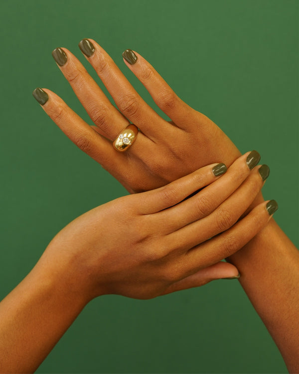 ellipsis dome ring yellow gold and white diamonds