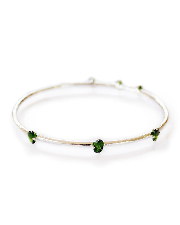 freda bangle 6 stone green tourmaline sterling silver