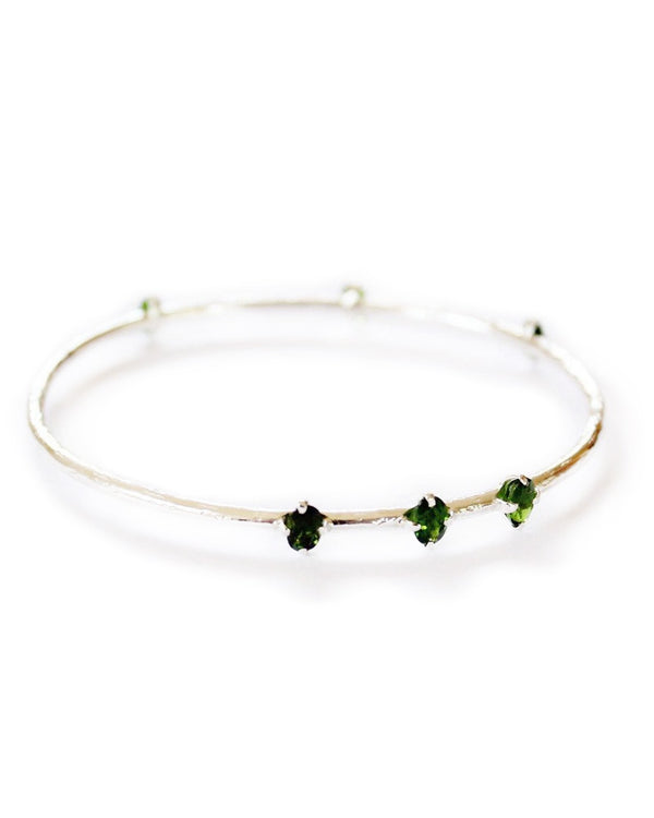 freda bangle 6 stone green tourmaline sterling silver