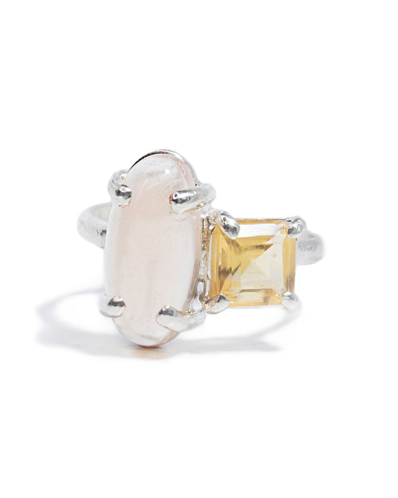 friendship ring sterling silver citrine orange quartz 2 stone ring