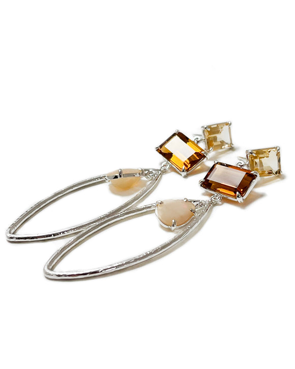 Great Plains earrings orange quartz citrine opal sterling silver