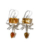 heather dangle earrings orange quartz opal coral sterling silver