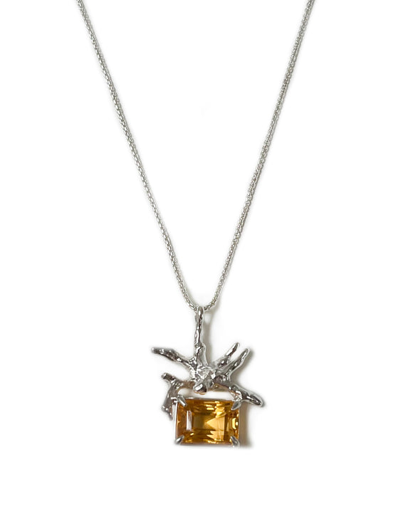 heather pendant necklace orange quartz coral sterling silver
