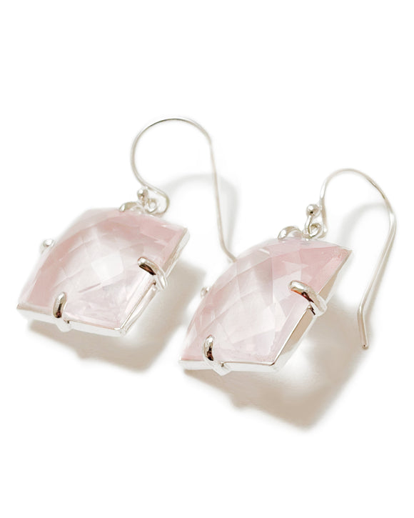 ice earrings rose quartz pink sterling silver dangle