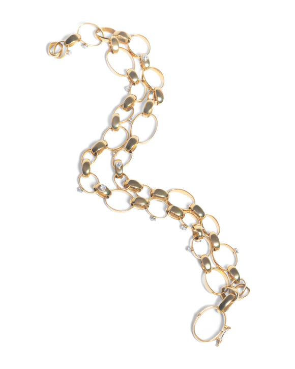 inverted diamond and gold bracelet