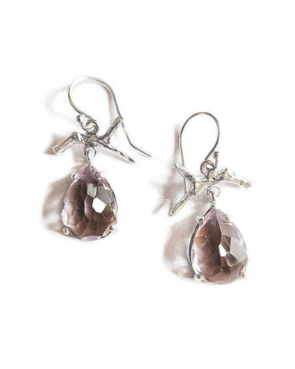 jia earrings dangle on earwire sterling silver coral amethyst