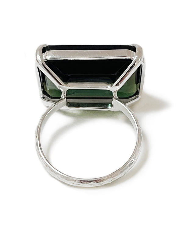 large shimmer ring emerald quartz sterling silver