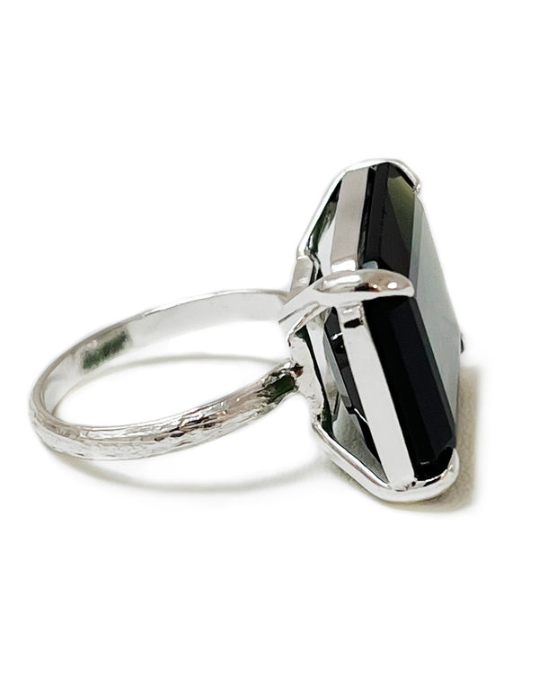 large shimmer ring emerald quartz sterling silver