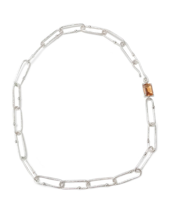 long link shimmer choker in orange quartz and sterling silver