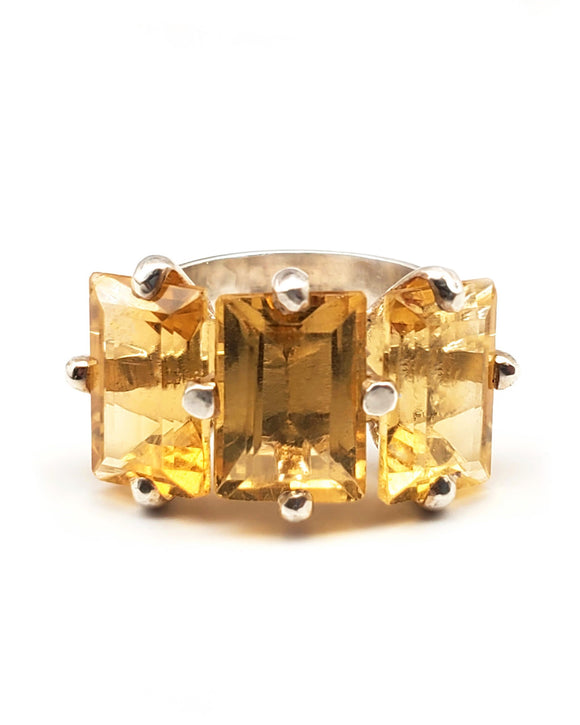 Margaret ring sterling silver citrine 3 stone