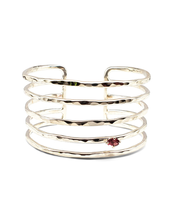 millicent 5 bar cuff sterling silver pink tourmaline