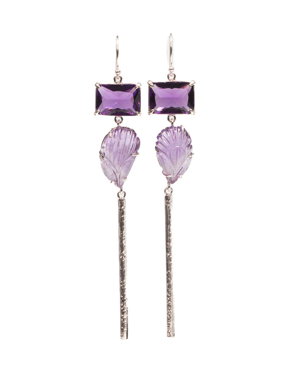 Nancy dangle earrings amethyst sterling silver
