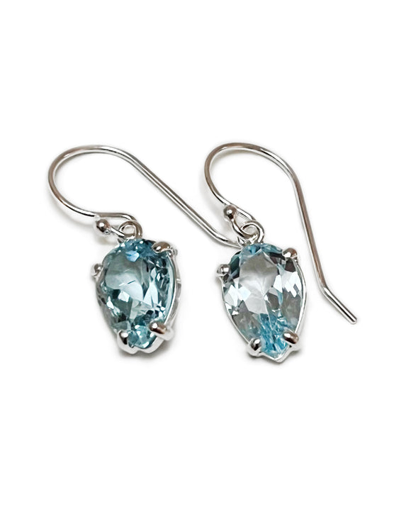 pear cut aqua quartz sterling silver earrings