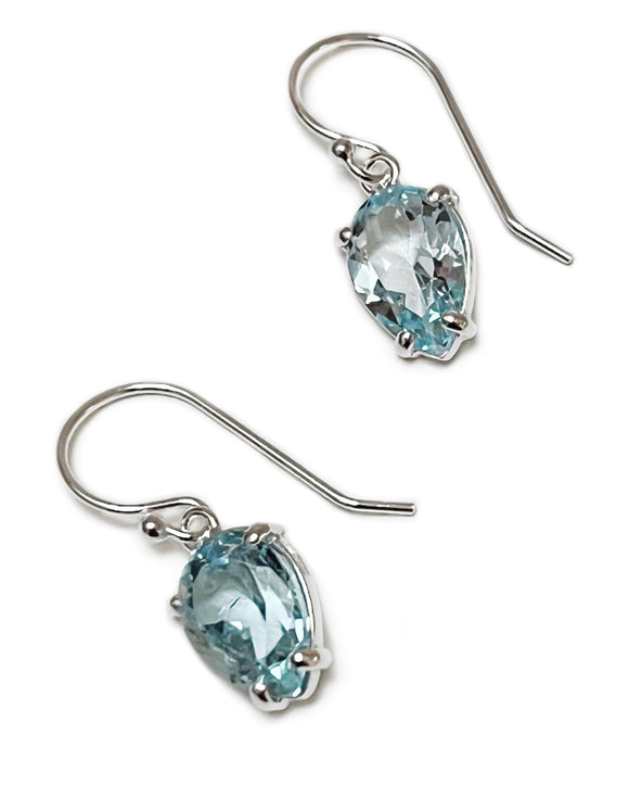 pear cut aqua quartz sterling silver earrings