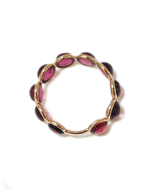 round rubellite and yellow gold ring