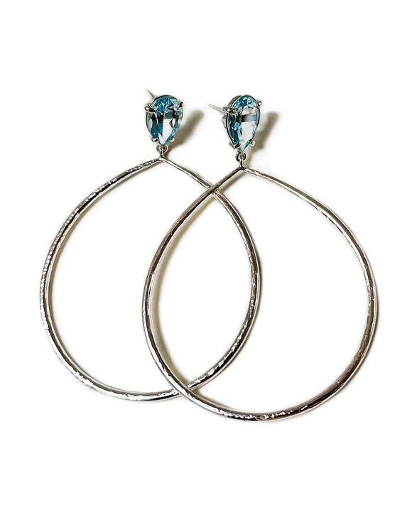 shannon hoops aqua quartz blue sterling silver on post