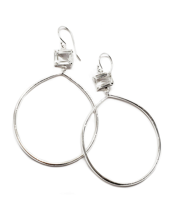 shannon hoops on earwire sterling silver white topaz