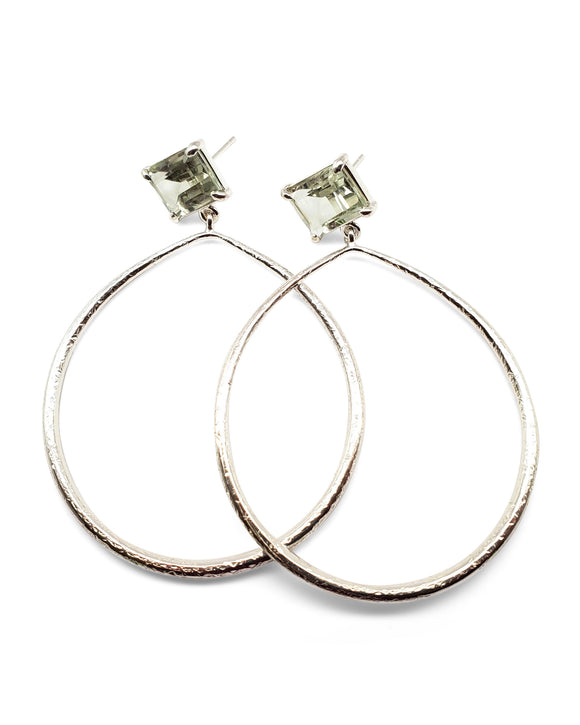 Shannon hoops sterling silver prasiolite on post