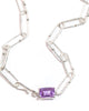 shimmer long link textured sterling silver necklace choker amethyst 