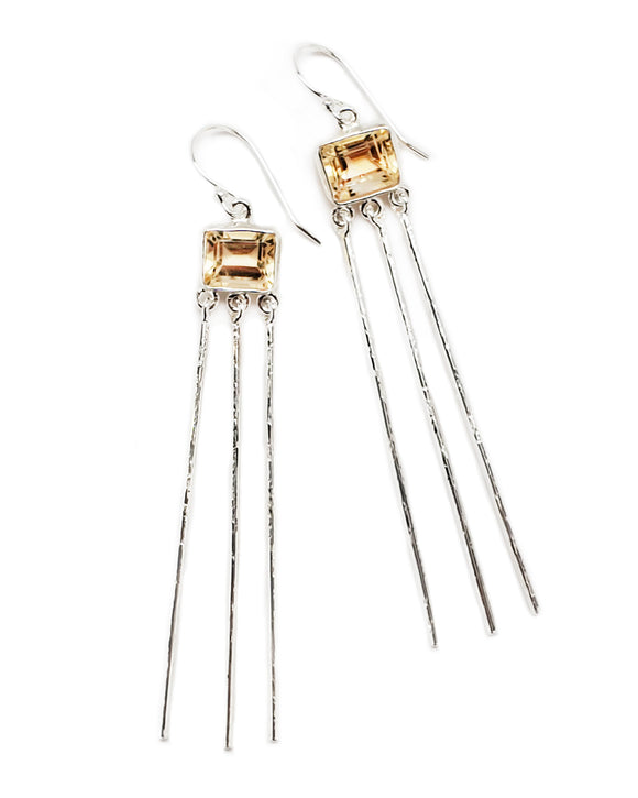 shimmer drop earrings sterling silver earwire dangle citrine