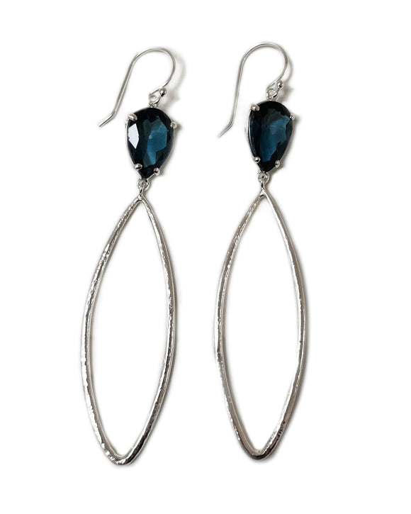 shimmer teardrop earrings London blue topaz sterling silver
