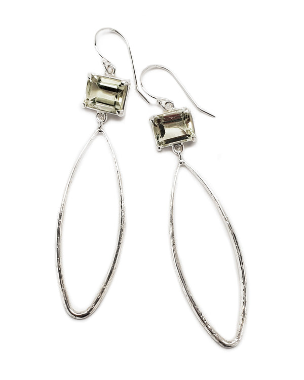 shimmer teardrop earring textured sterling silver prasiolite