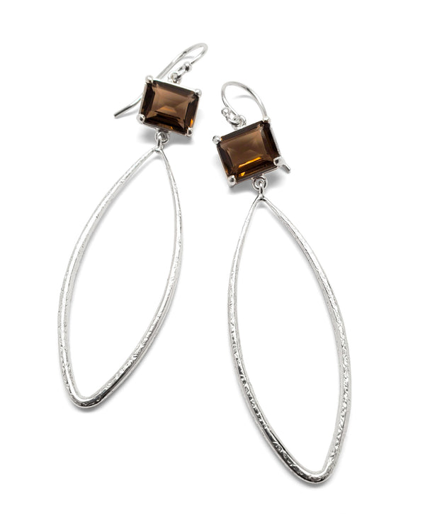 shimmer teardrop earring sterling silver smoky quartz
