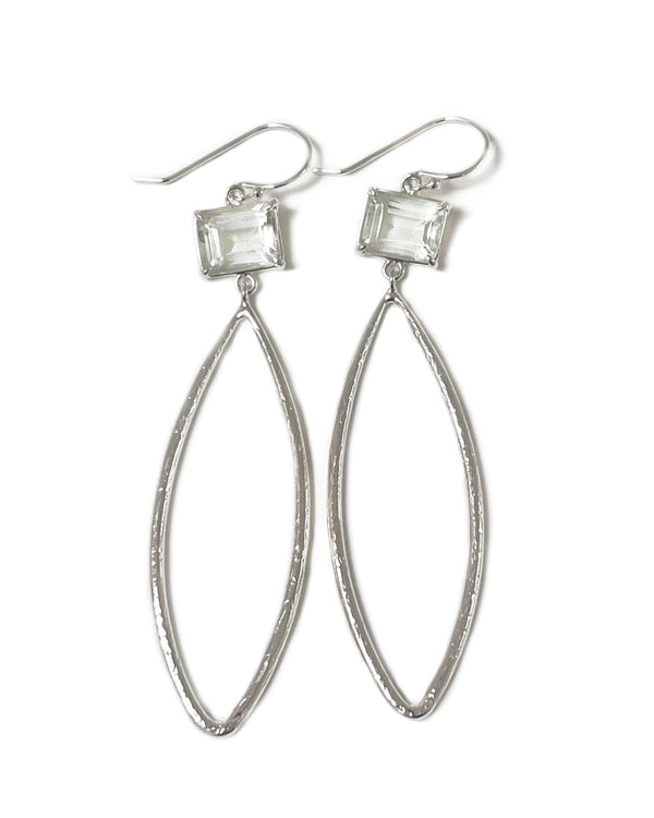 shimmer teardrop textured sterling silver white topaz