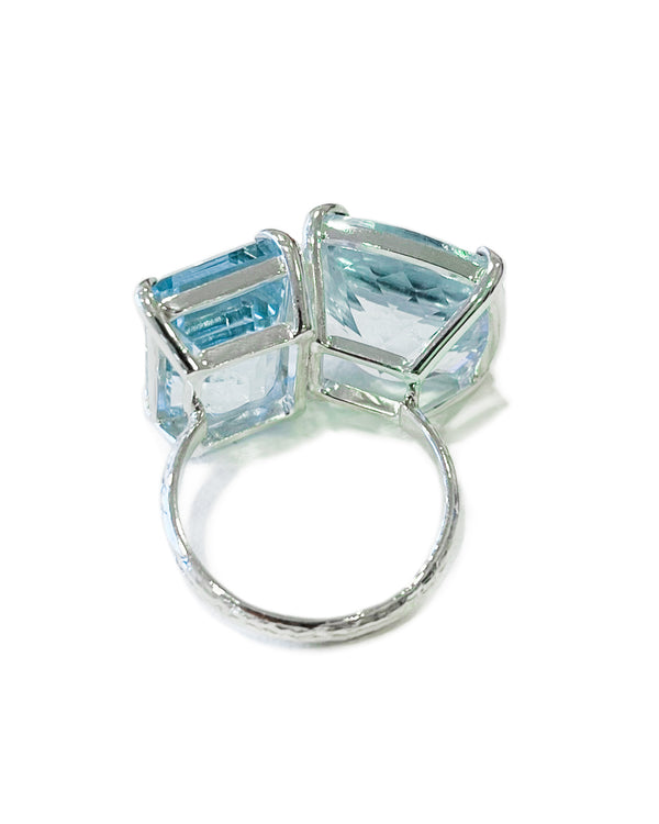 aquamarine two stone ring