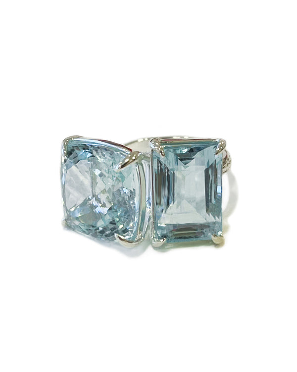 aquamarine two stone ring