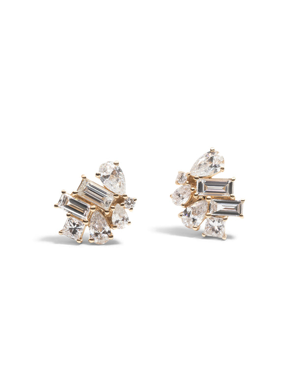 trellis bud studs white diamonds