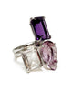 pear trio ring in amethyst white topaz and sterling silver 3 stone ring