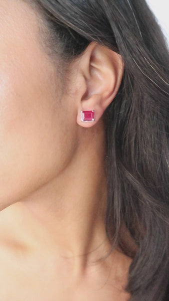 small ruby studs sterling silver