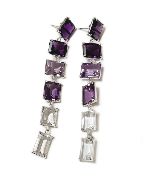 Amy drop earrings amethyst and white topaz sterling silver