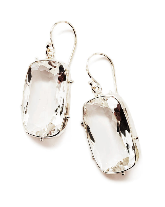 august earrings quartz sterling silver granulated bezel set