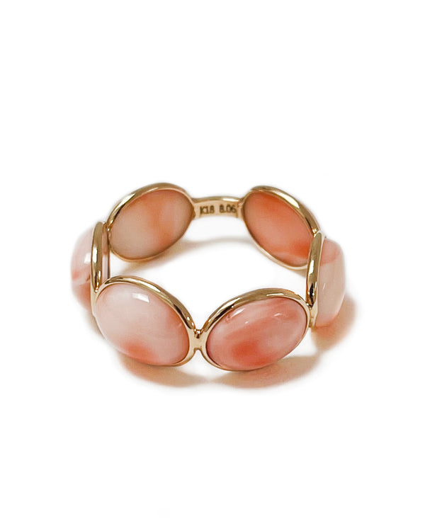 coral and yellow gold ring