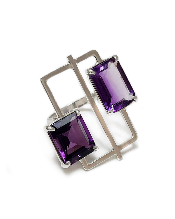 ombre cubist ring amethyst sterling silver