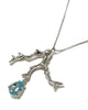 Diana necklace coral sterling silver pendant aqua quartz