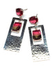 door drop earrings hammered sterling silver ruby quartz