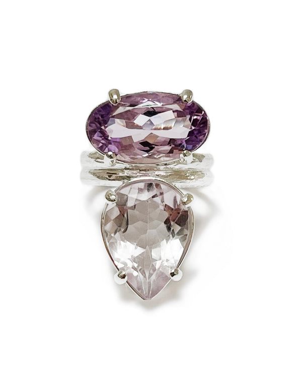 duo ring amethyst sterling silver