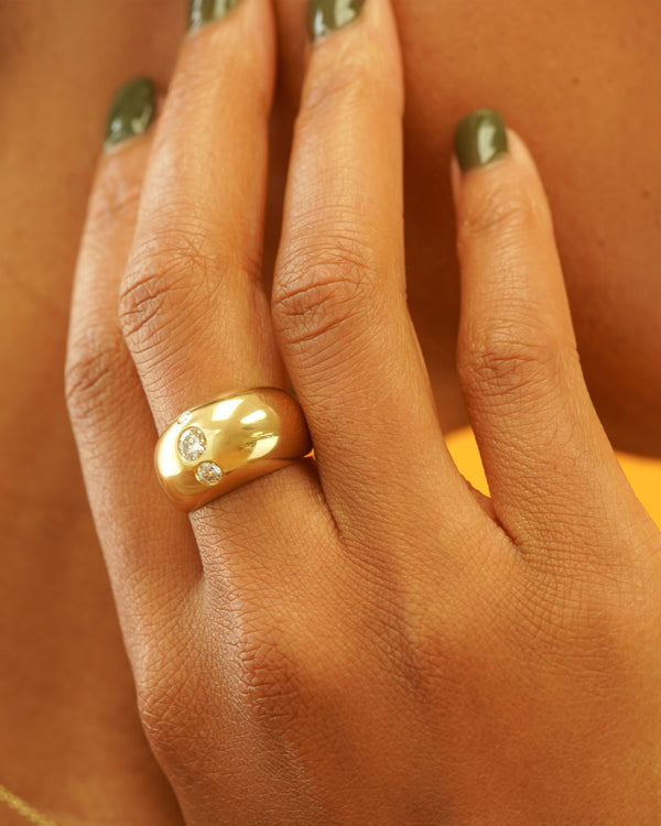 ellipsis dome ring yellow gold and white diamonds