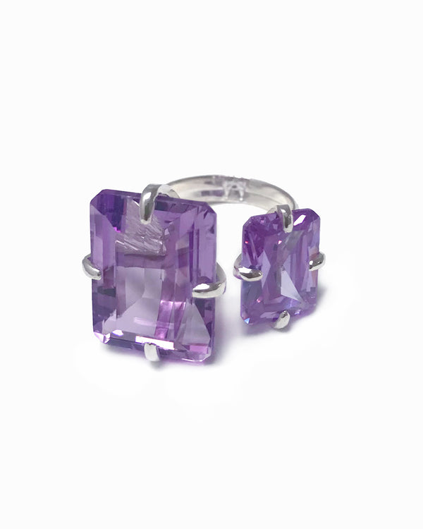 floating ring two stone toi et moi amethyst sterling silver
