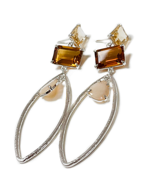 Great Plains earrings orange quartz citrine opal sterling silver